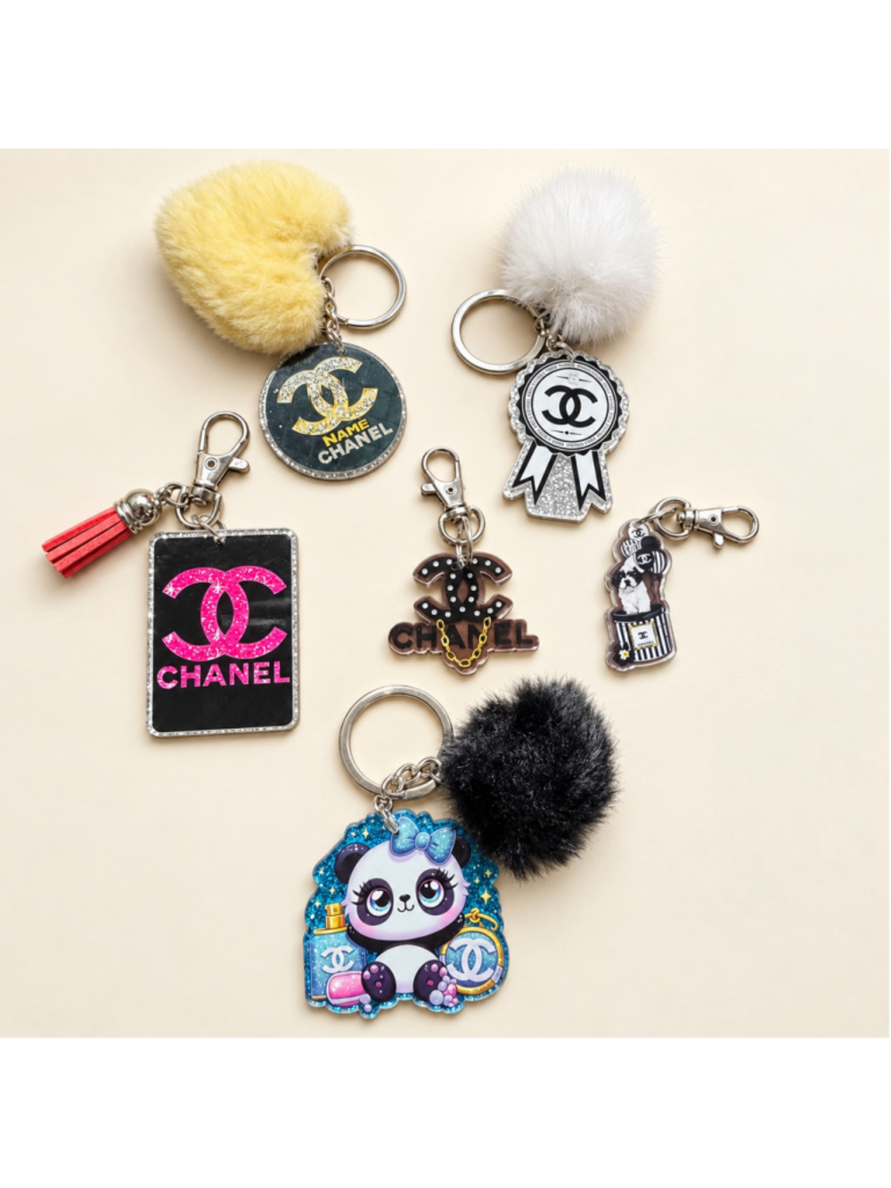 Six-Piece Keychain Collection | Pom-Poms, Tassel & Clip-On Charms